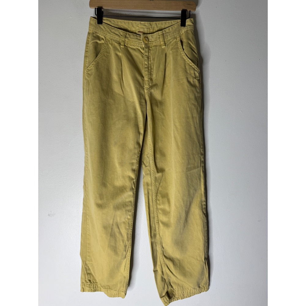 Free People Women's Pleated Khaki Wide Leg Pants Size 0